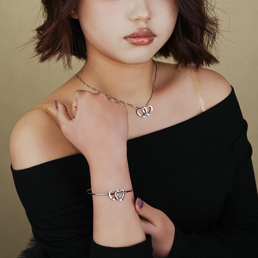 Valentine's Day Gift - Engraved Heart Bracelet/Necklace