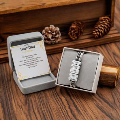 Father's Day Gift Cuba Link Men's Bracelet With Personalized Beads