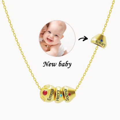 Personalized Caterpillar MOM Necklace with Birthstones