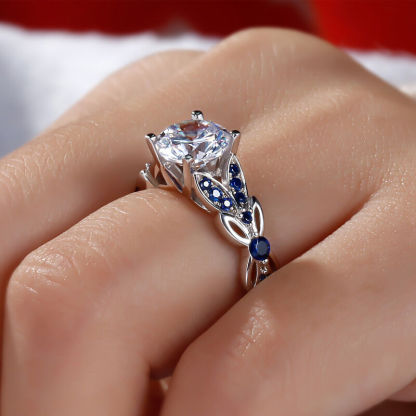 Vintage Butterfly Round Cut Sterling Silver Ring