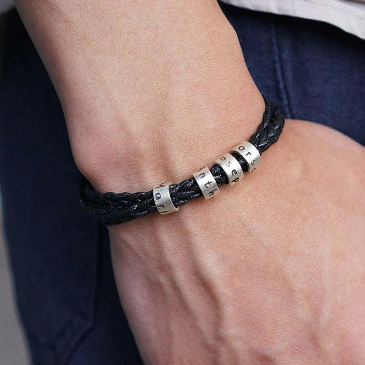 ❤️Perfect gift🎁 Braided Leather Bracelet with Small Custom Beads