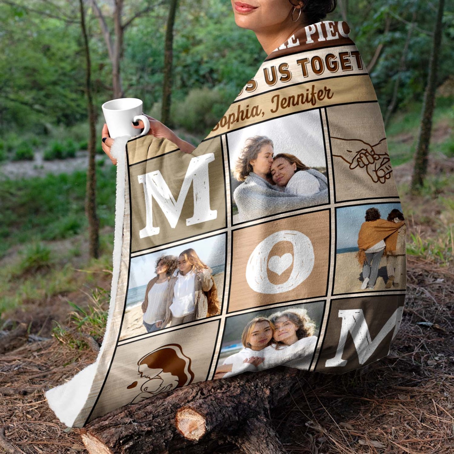 Mother's Day Gift🎁Custom Photo Mom You Are The Piece That Holds Us Together - Personalized Custom Fleece Blanket