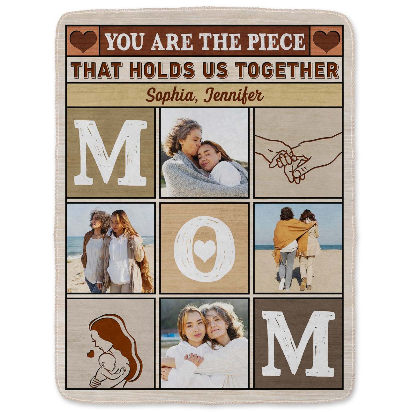 Mother's Day Gift🎁Custom Photo Mom You Are The Piece That Holds Us Together - Personalized Custom Fleece Blanket