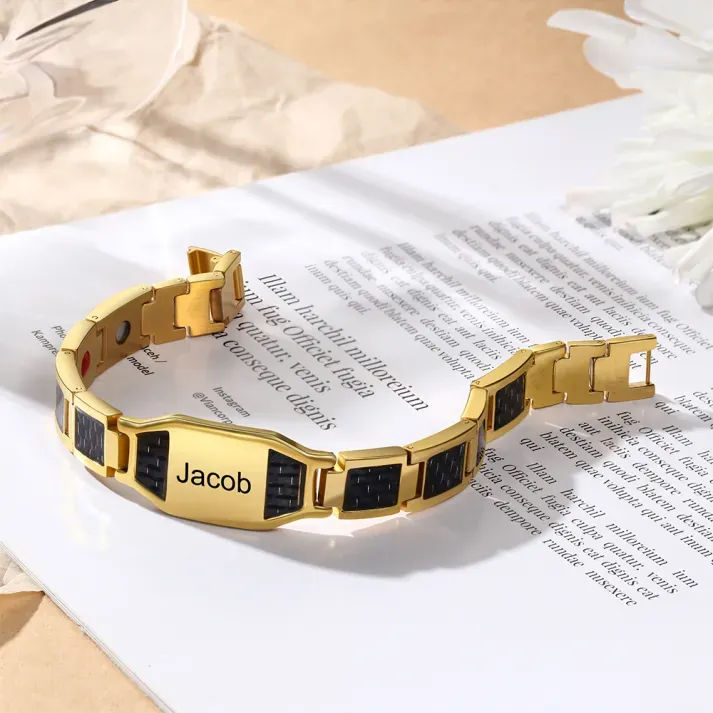 Personalized Men Bracelet wtih Name Custom Stainless Steel Bracelet For Him-Free Gift Box