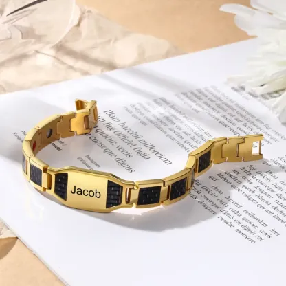 Personalized Men Bracelet wtih Name Custom Stainless Steel Bracelet For Him-Free Gift Box