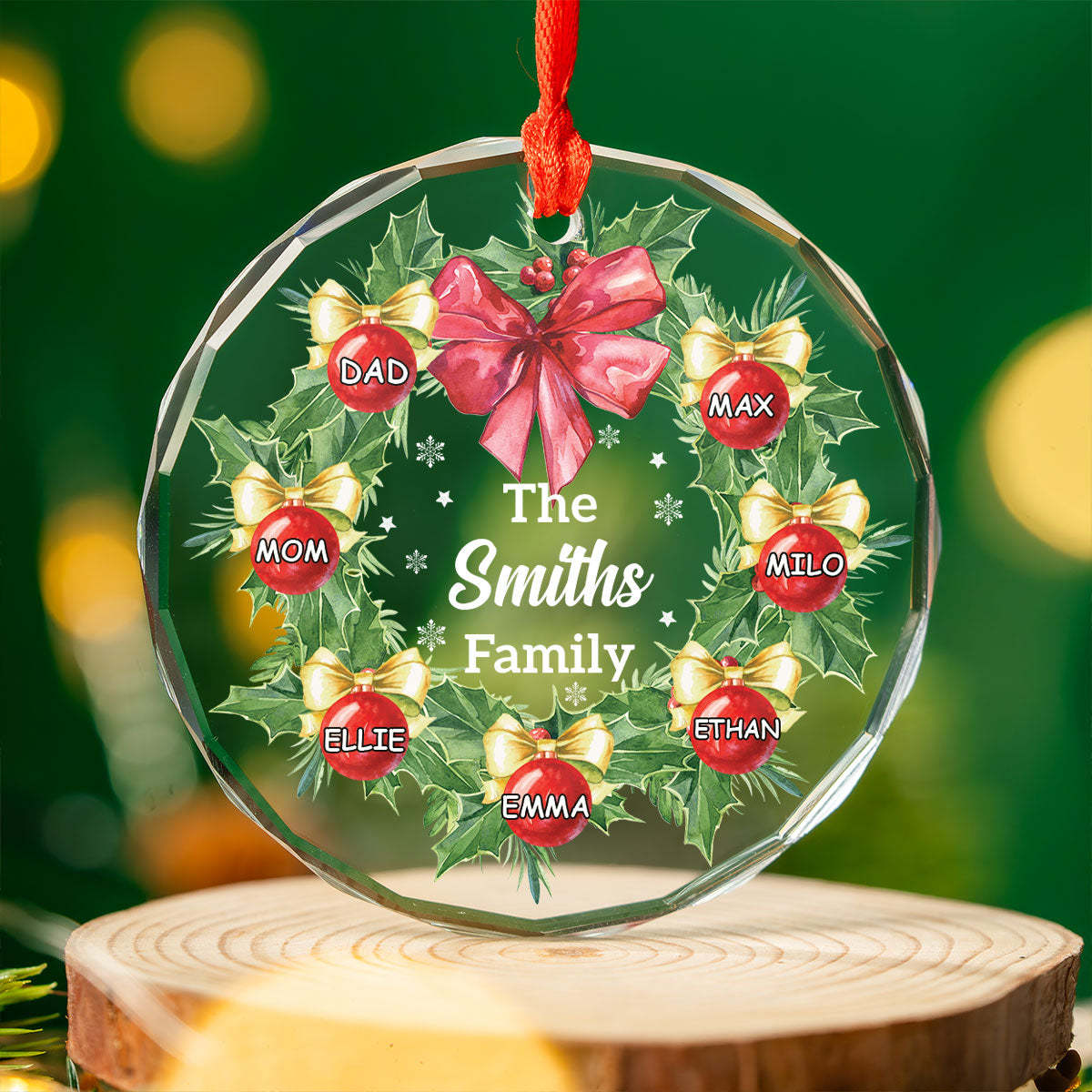 Personalized Family Christmas Ornament, Christmas Wreath Ornament, Family Christmas Keepsakes, Christmas Gifts