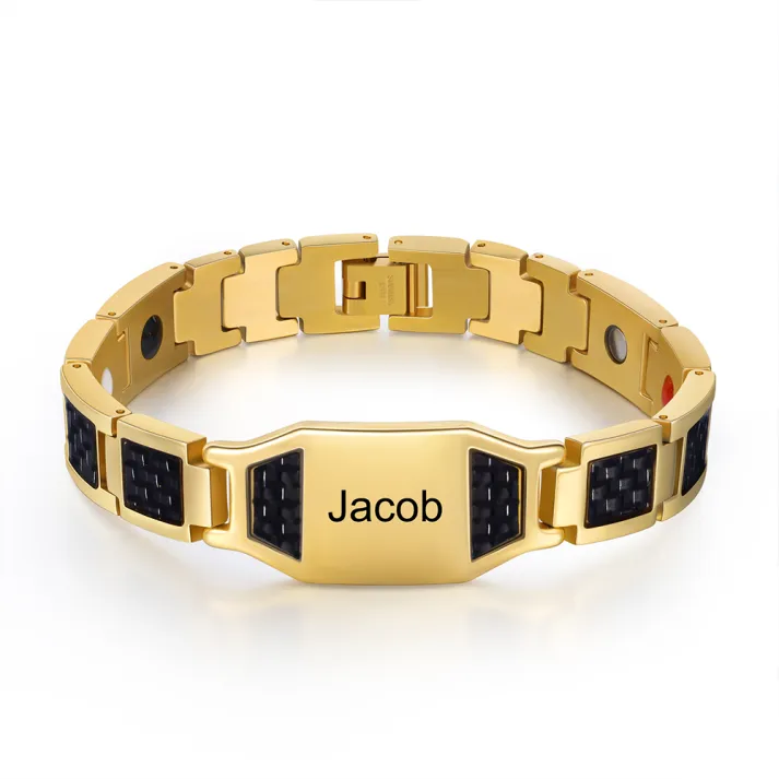 Personalized Men Bracelet wtih Name Custom Stainless Steel Bracelet For Him-Free Gift Box
