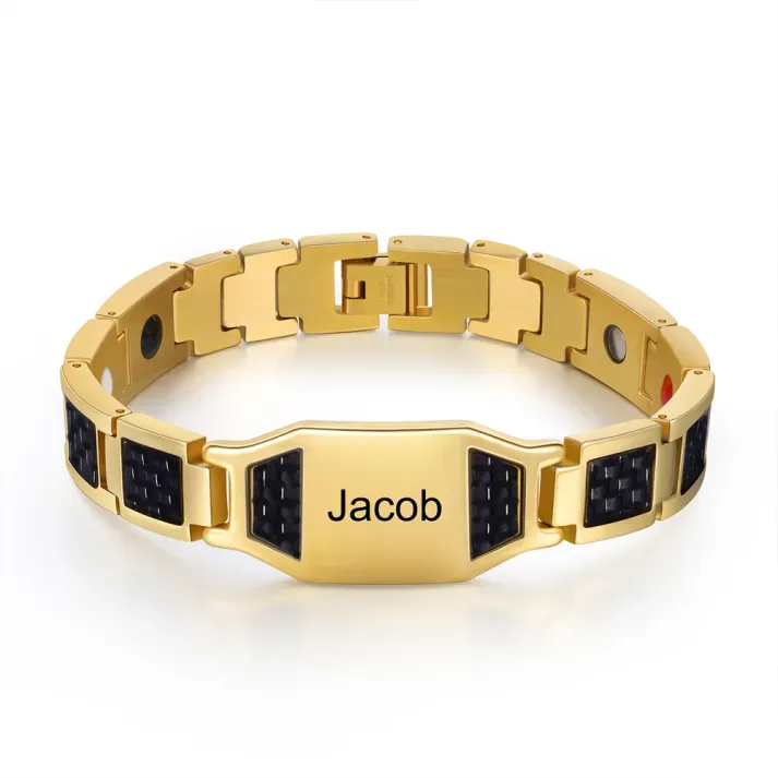 Personalized Men Bracelet wtih Name Custom Stainless Steel Bracelet For Him-Free Gift Box
