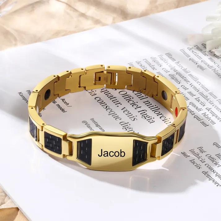 Personalized Men Bracelet wtih Name Custom Stainless Steel Bracelet For Him-Free Gift Box