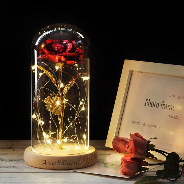 Enchanted Rose Night light Custom Text Eternity Rose LED Lamp Romantic