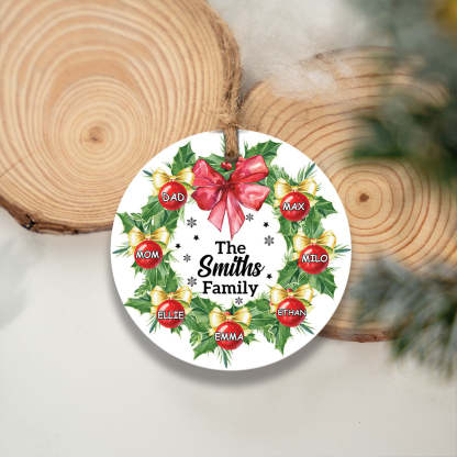 Personalized Family Christmas Ornament, Christmas Wreath Ornament, Family Christmas Keepsakes, Christmas Gifts