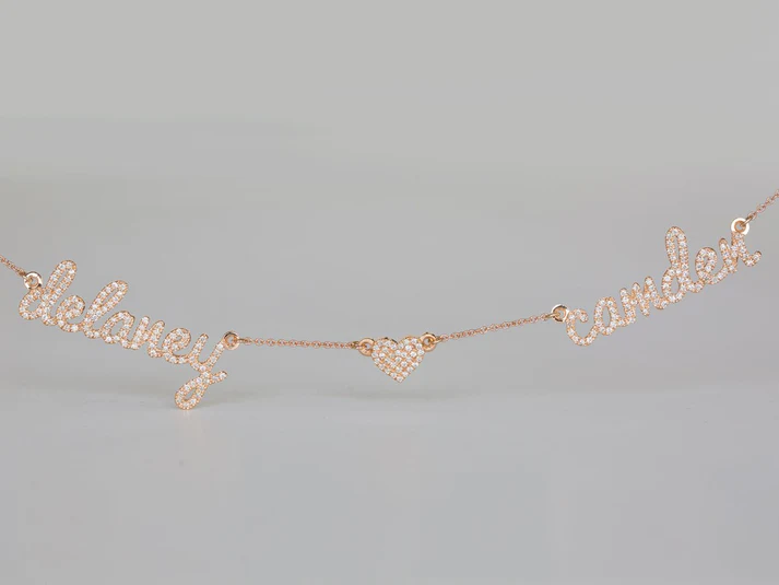 🎄Black Friday Early Sale 🎁 Custom Name & Pave Heart Charm Necklace