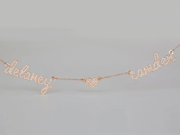 🎄Black Friday Early Sale 🎁 Custom Name & Pave Heart Charm Necklace
