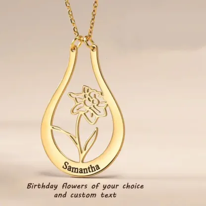 Mom's Personalized Gift Family's Birth Flower Necklace