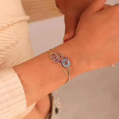  Valentine's Day Gifts💕 New Arrival Birthstone Bond Us Together Linking Circles Bracelet