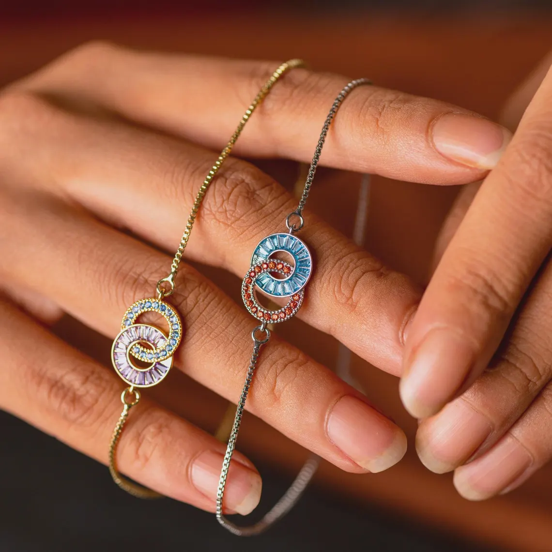  Valentine's Day Gifts💕 New Arrival Birthstone Bond Us Together Linking Circles Bracelet