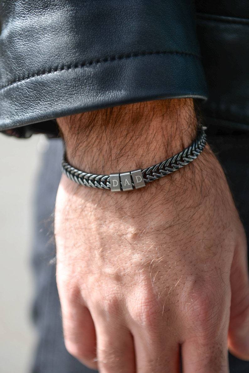 Customized Gift For Dad🎁 Cuban Chain Name Beaded Bracelet