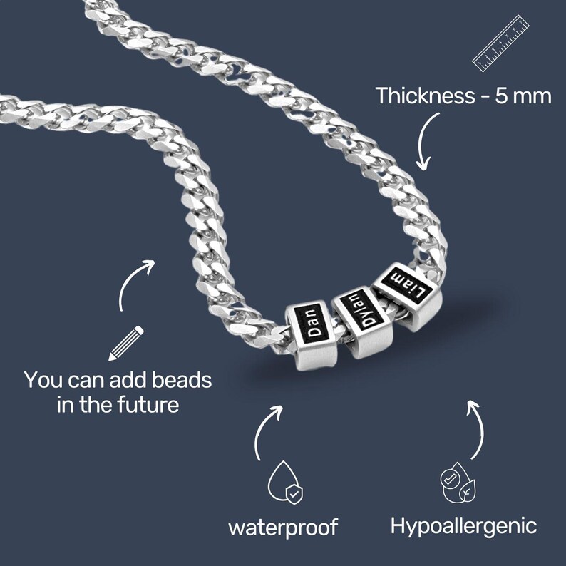 Father's Day Gift 🎁 Customized Bead Name Cuban Necklace For Father