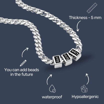 Father's Day Gift 🎁 Customized Bead Name Cuban Necklace For Father