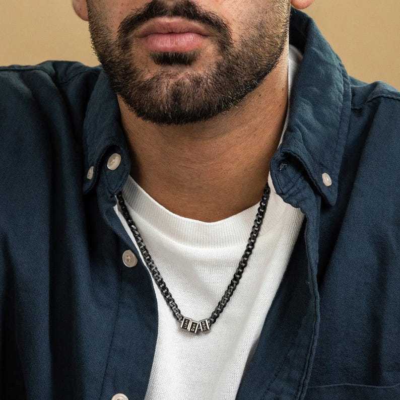 Father's Day Gift 🎁 Customized Bead Name Cuban Necklace For Father