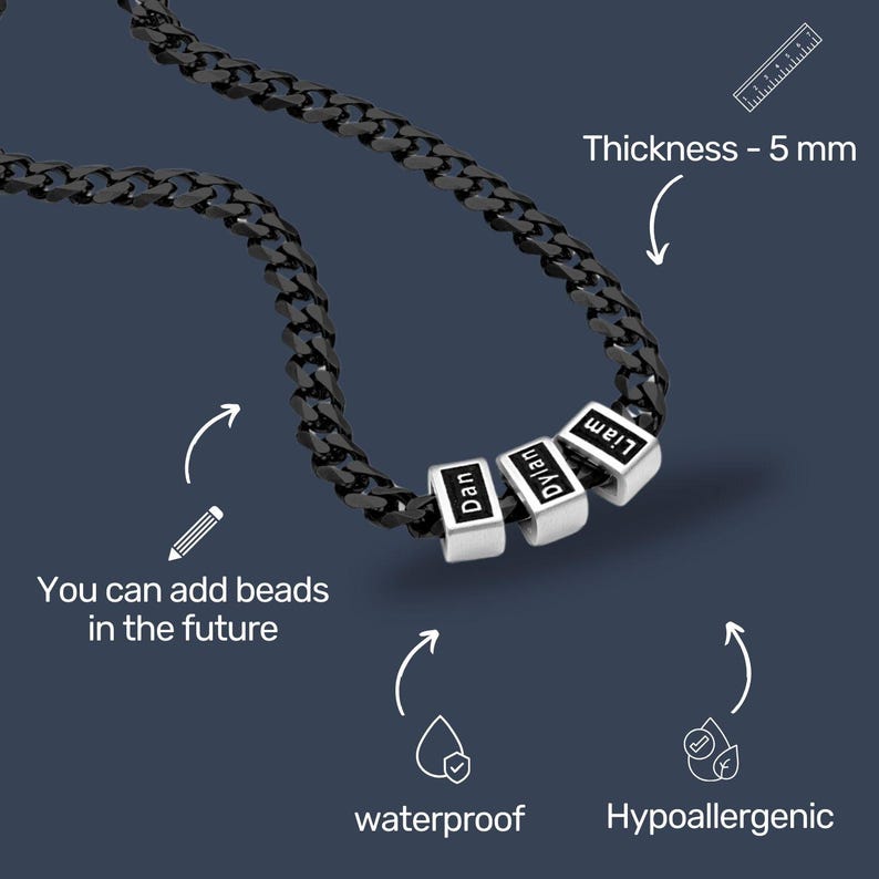 Father's Day Gift 🎁 Customized Bead Name Cuban Necklace For Father
