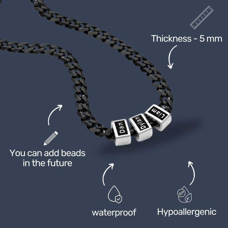 Father's Day Gift 🎁 Customized Bead Name Cuban Necklace For Father