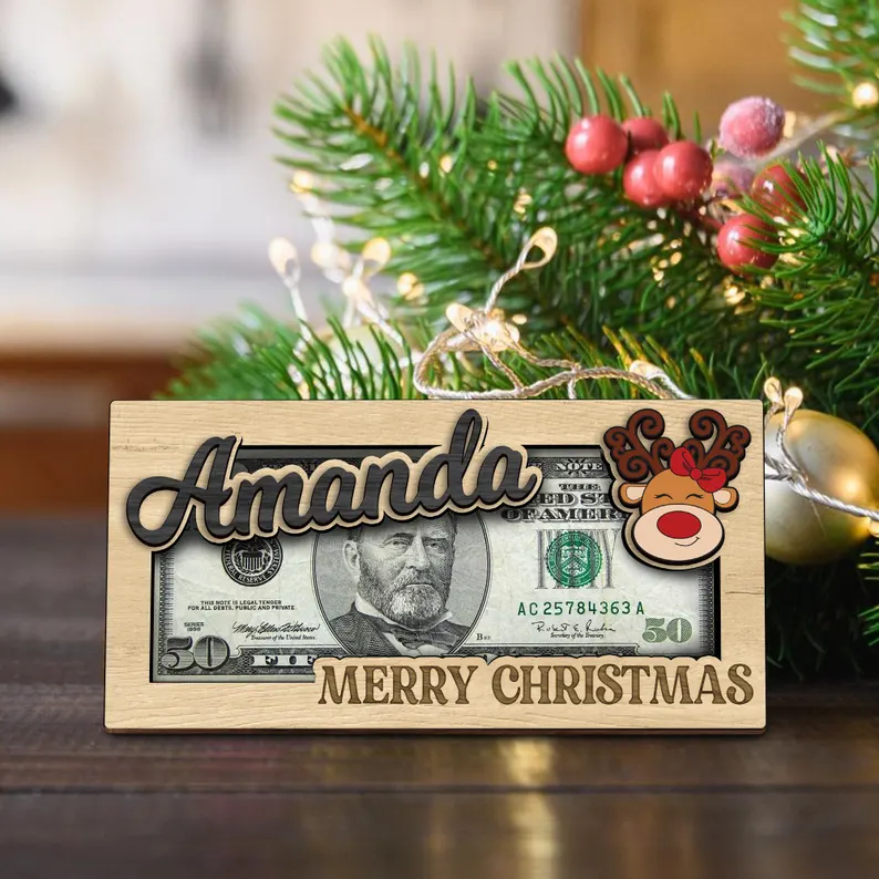 Personalized Name Money Holder For Kids Customized Cash Holder Christmas Gifts