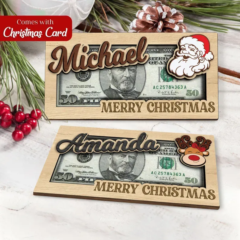 Personalized Name Money Holder For Kids Customized Cash Holder Christm