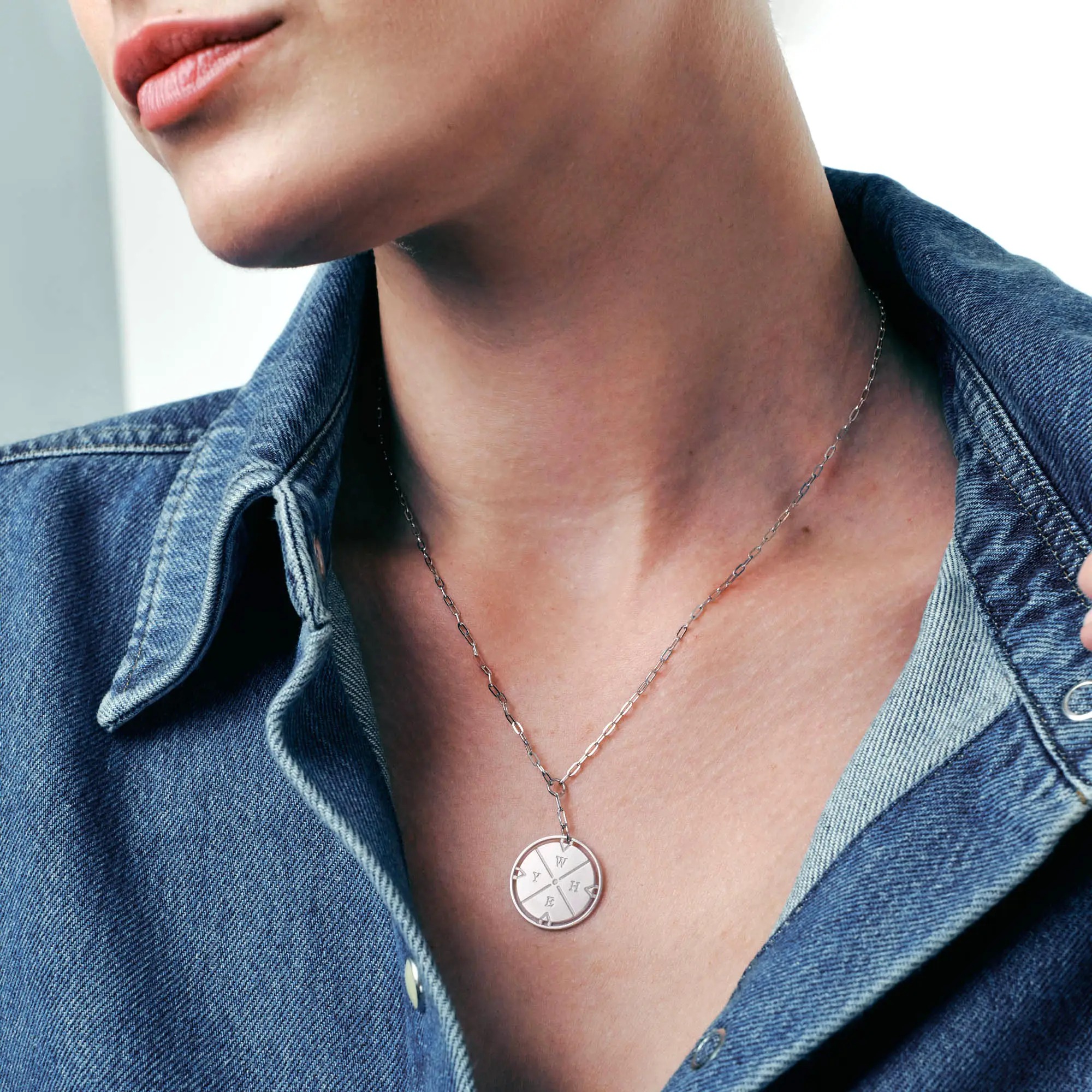 Engraved Compass Necklace