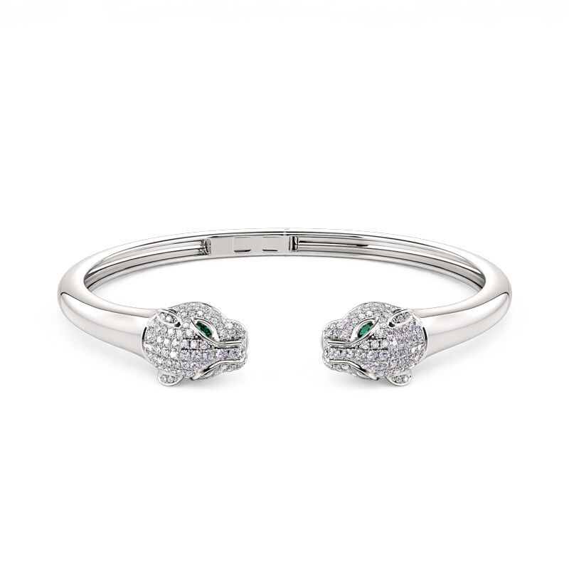 "Wild Beauty" Two Leopard Sterling Silver Bangle