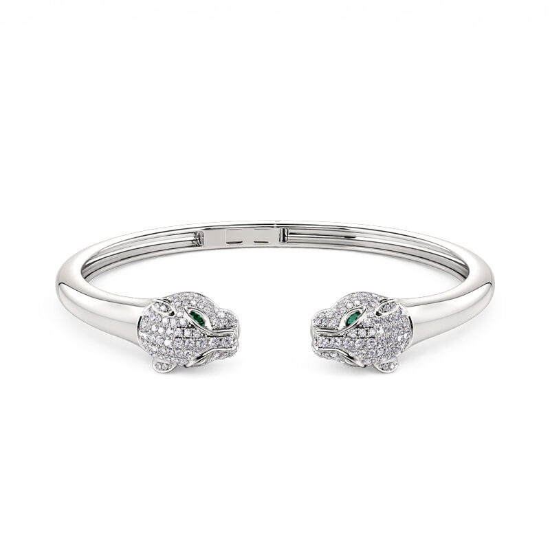 "Wild Beauty" Two Leopard Sterling Silver Bangle