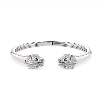 "Wild Beauty" Two Leopard Sterling Silver Bangle