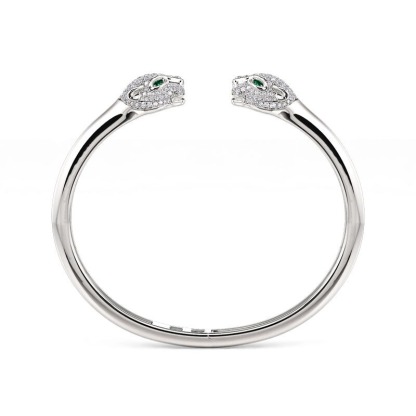 "Wild Beauty" Two Leopard Sterling Silver Bangle