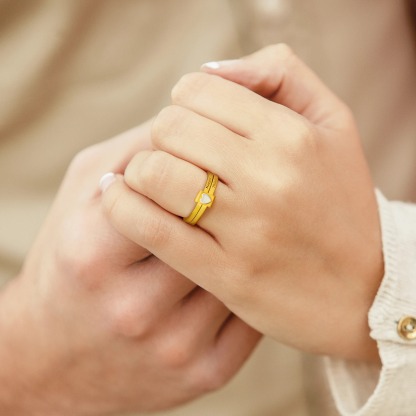 Personalized Sterling Silver Heart Women Stacking Rings