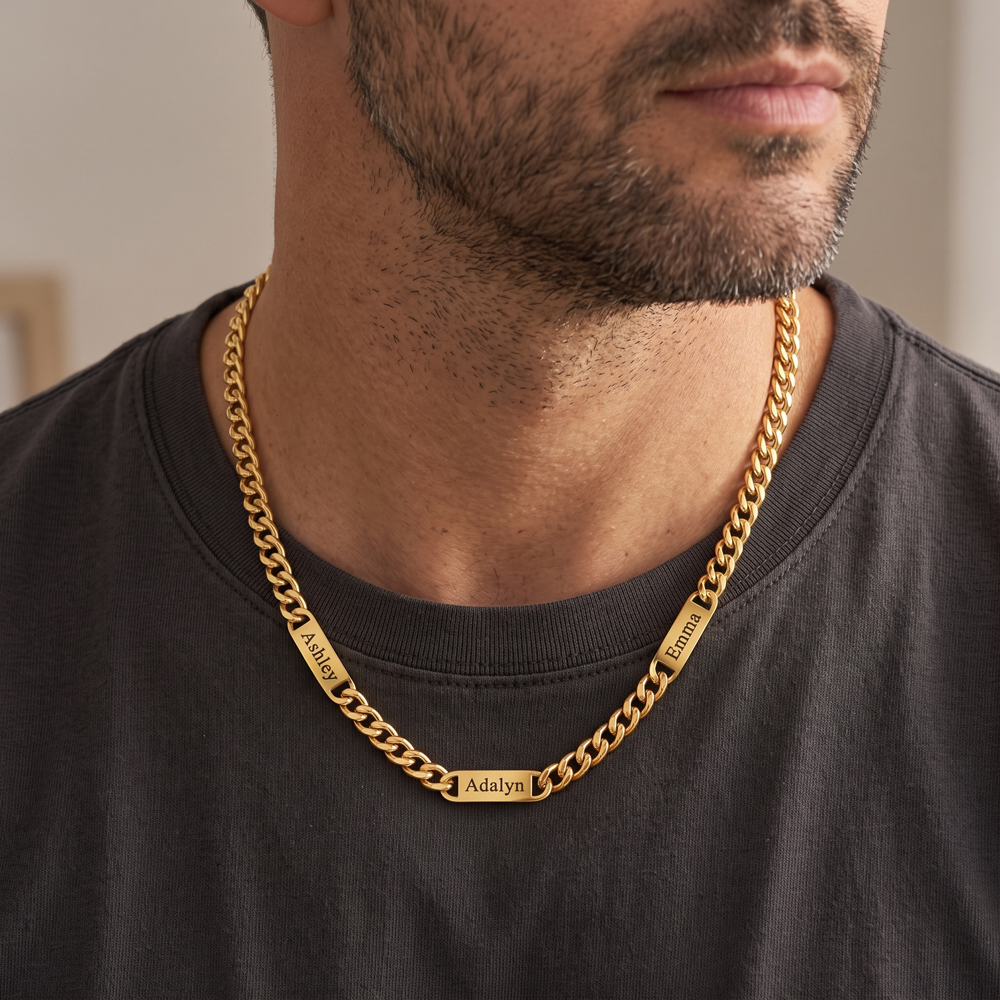 Custom Name Cuban Link Chain Necklace for Men