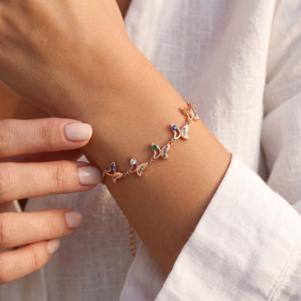 Personalized Butterfly Birthstone Bracelet