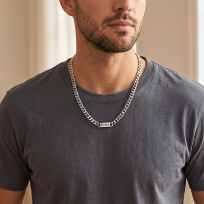 Custom Name Cuban Link Chain Necklace for Men