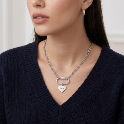 Personalized Multi-Heart Paperclip Chain Necklace