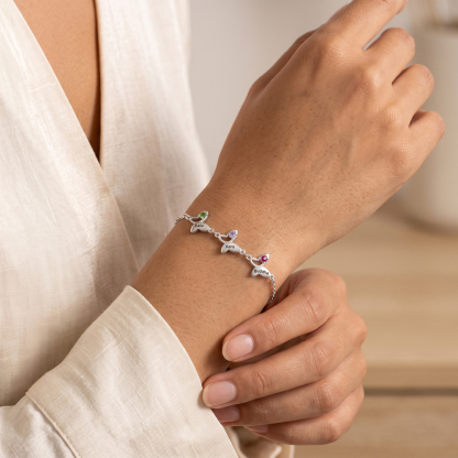 Personalized Butterfly Birthstone Bracelet