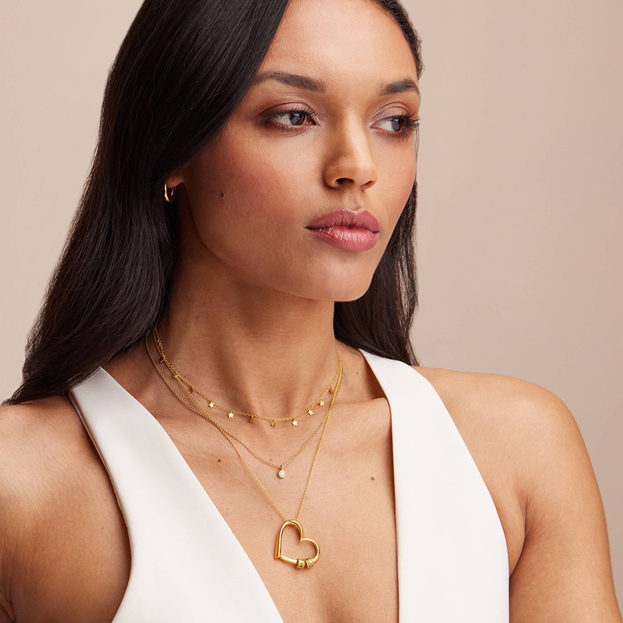 Charming Heart Necklace with Engraved Beads