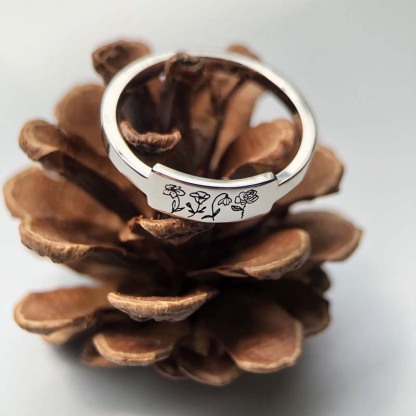 Mom's Gift Birth Flower Ring - No Rain No Flowers - Never Forget That Mom Raised Me