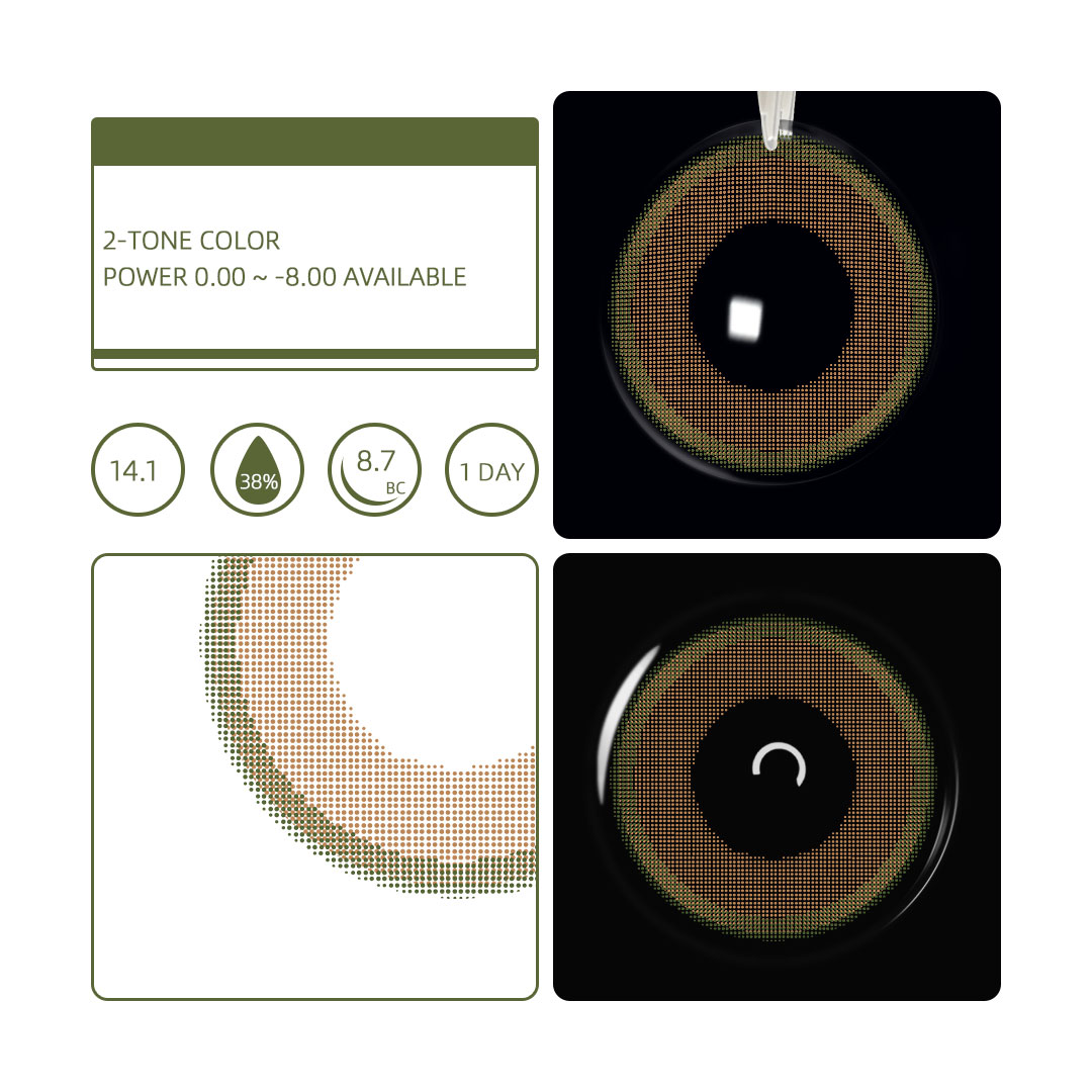 Eyemua Pistachio Brown-Green - 1 Day, 10 Pcs