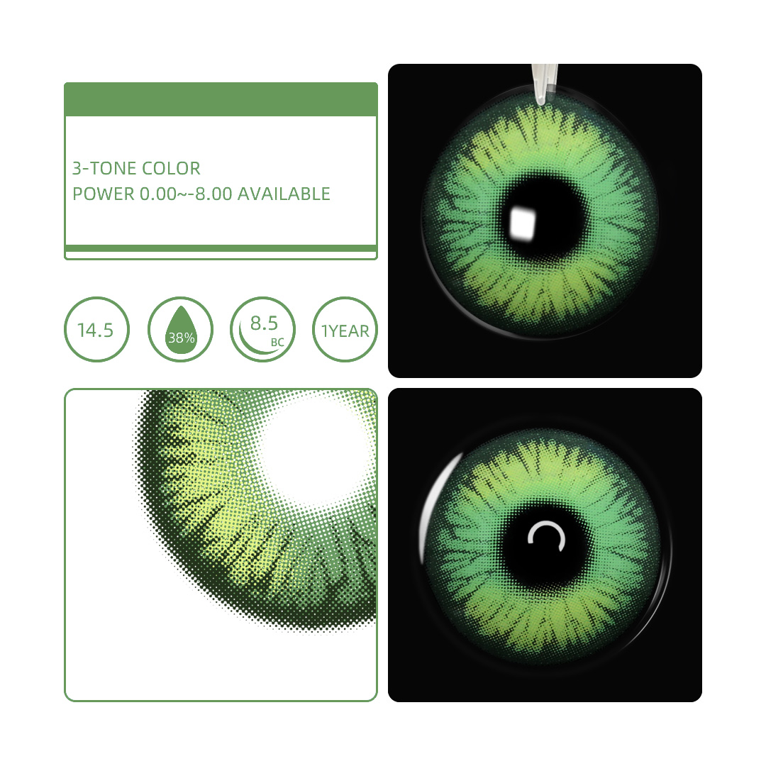 Eyemua Polo Punk Green Men Colored Contact Lenses