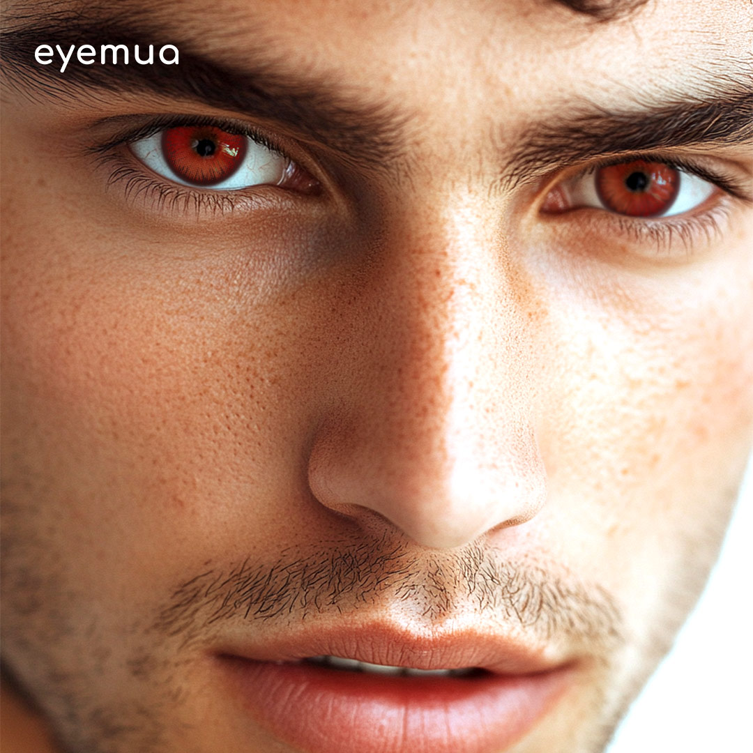 Eyemua Polo Punk Red Men Colored Contact Lenses