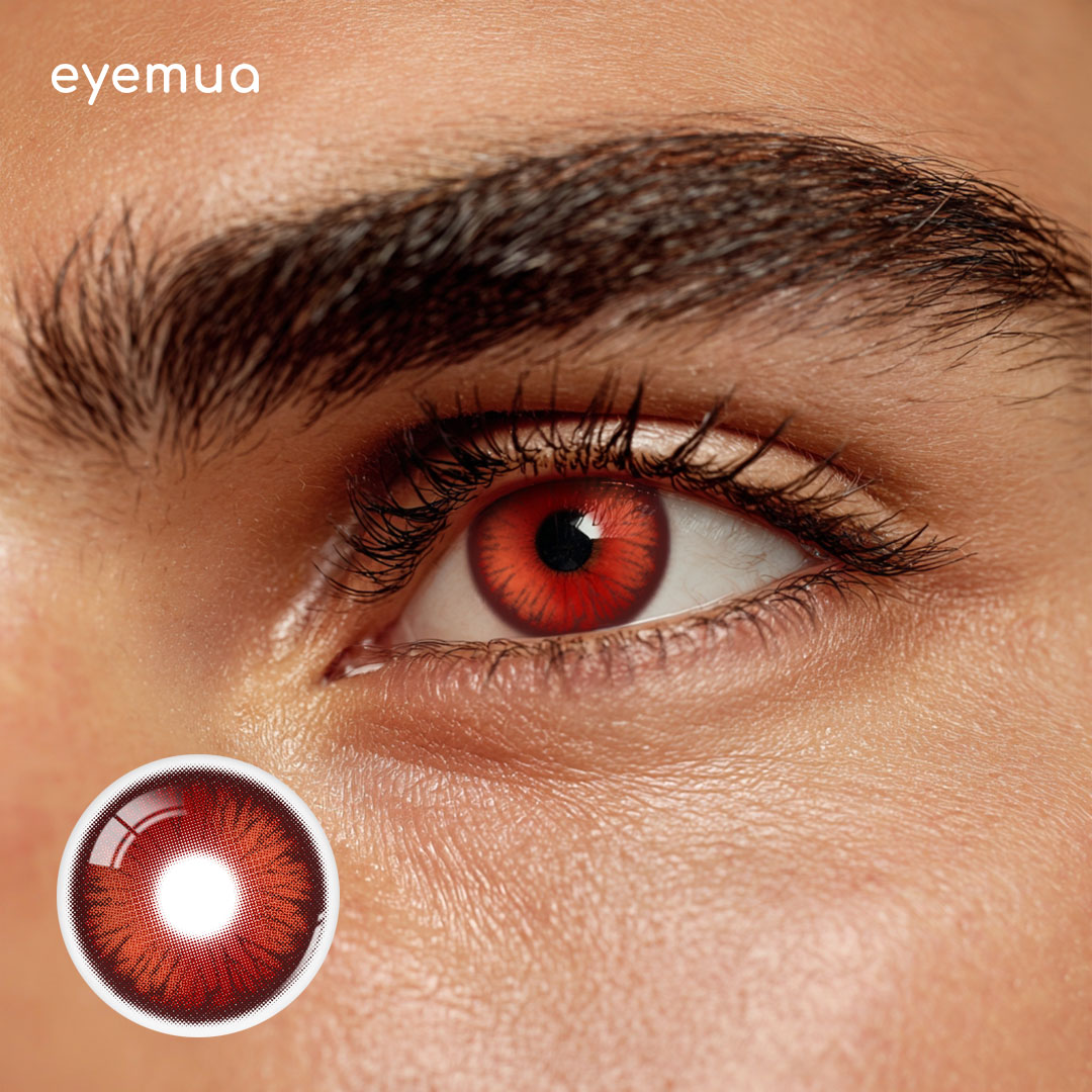 Eyemua Polo Punk Red Men Colored Contact Lenses