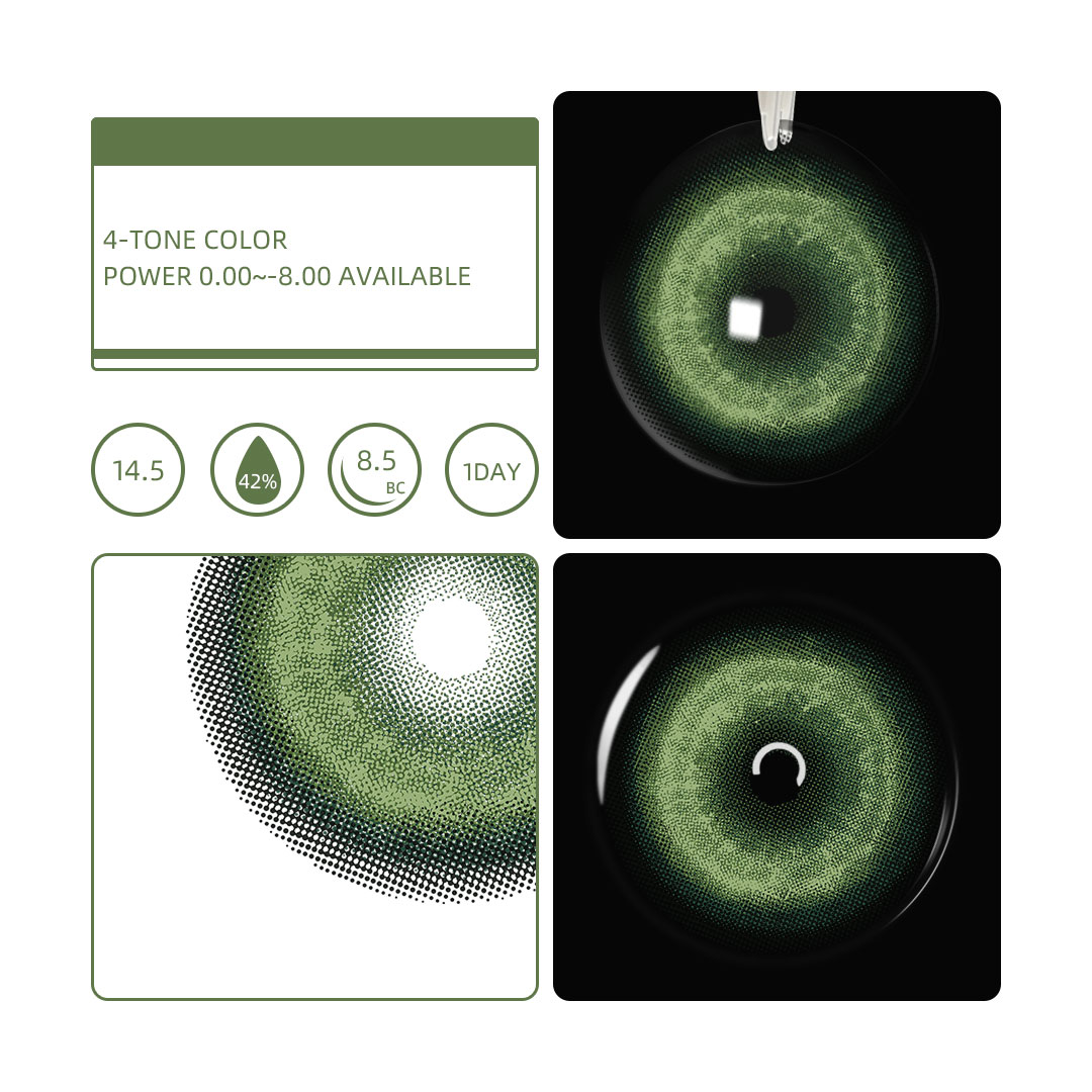 1 Day, 2 Pcs | Eyemua Cosmic Veil Green