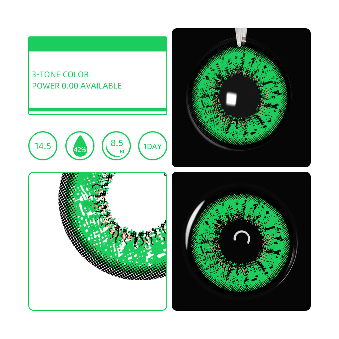 1 Day, 2 Pcs | Eyemua Kivie Green