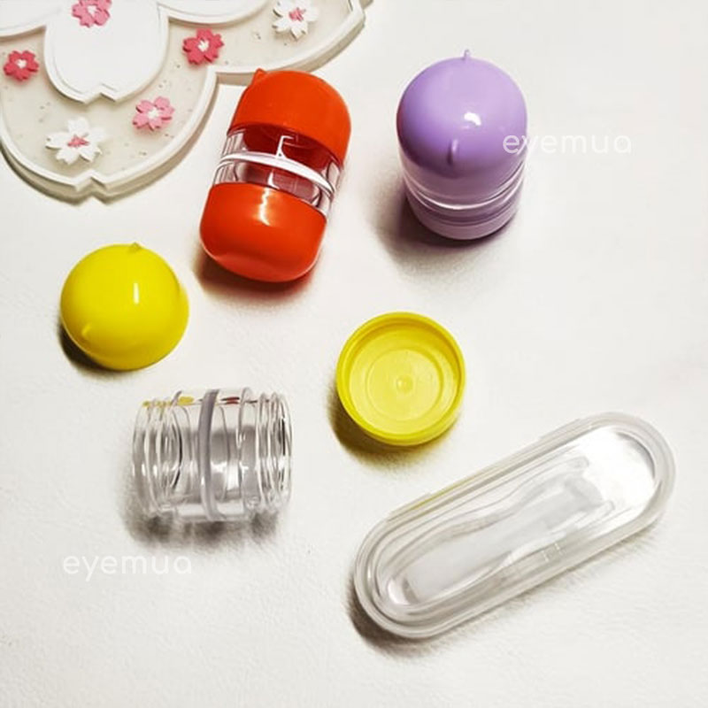 Eyemua Cute Cat Ear Kit Lens Case Yellow