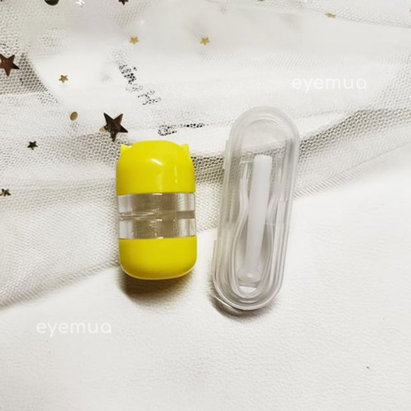 Eyemua Cute Cat Ear Kit Lens Case Yellow
