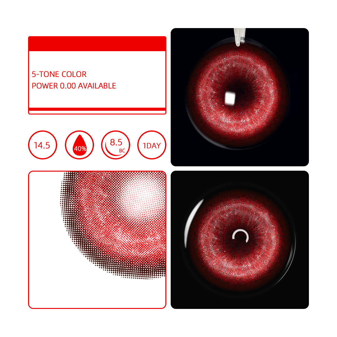 1 Day, 2 Pcs | Eyemua Cosmic Veil Red